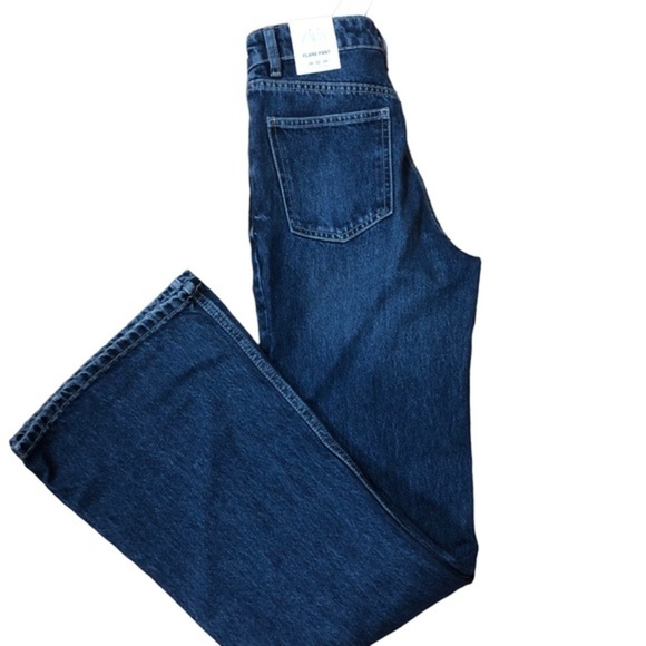 Zara flare leg high rise hi waist‎ hi rise full length jeans size 34/2 new - Picture 11 of 16